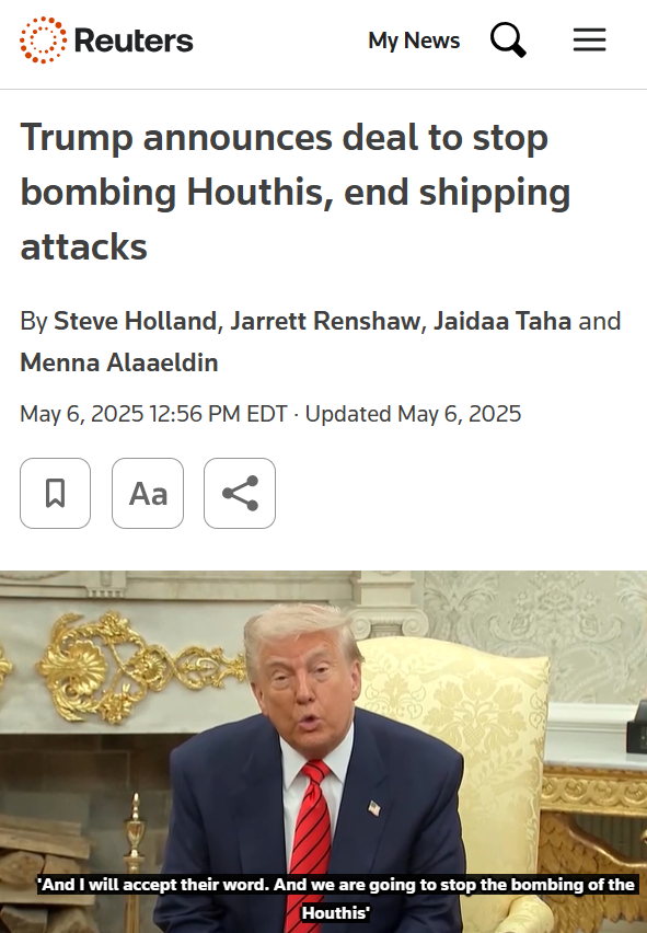 ErikSperling's tweet photo. Trump signed a ceasefire with Yemeni leader al-Houthi 15 months ago — both US &amp; Yemen have honored it

US should now facilitate talks between Riyadh &amp; Sanaa to avoid further needless bloodshed and turn the unresolved decade-long Saudi-Yemen conflict into a final peace settlement https://t.co/1MHfhu6gOn