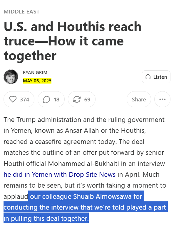ErikSperling's tweet photo. Trump signed a ceasefire with Yemeni leader al-Houthi 15 months ago — both US &amp; Yemen have honored it

US should now facilitate talks between Riyadh &amp; Sanaa to avoid further needless bloodshed and turn the unresolved decade-long Saudi-Yemen conflict into a final peace settlement https://t.co/1MHfhu6gOn