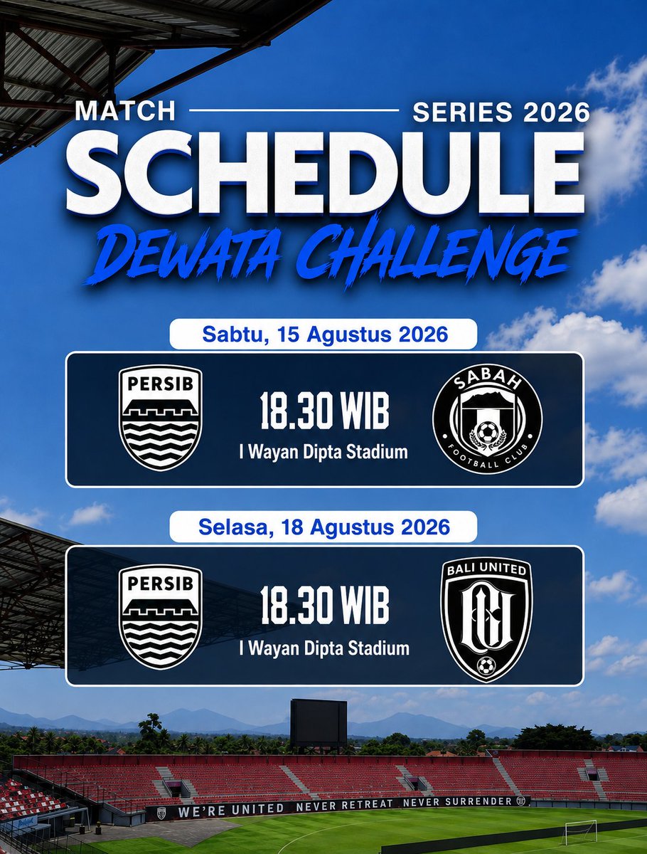 officialvcg_'s tweet photo. Setelah piala presiden selesai, Persib akan melanjutkan TC di bali sekaligus mengikuti Dewata Challenge Series 2026 yang di ikuti 3 team ( PERSIB, Bali United &amp; Sabah ).

Laga ini rencana nya akan di siarkan di Indosiar.

#persib
#bobotoh https://t.co/P1LU0hZHUd