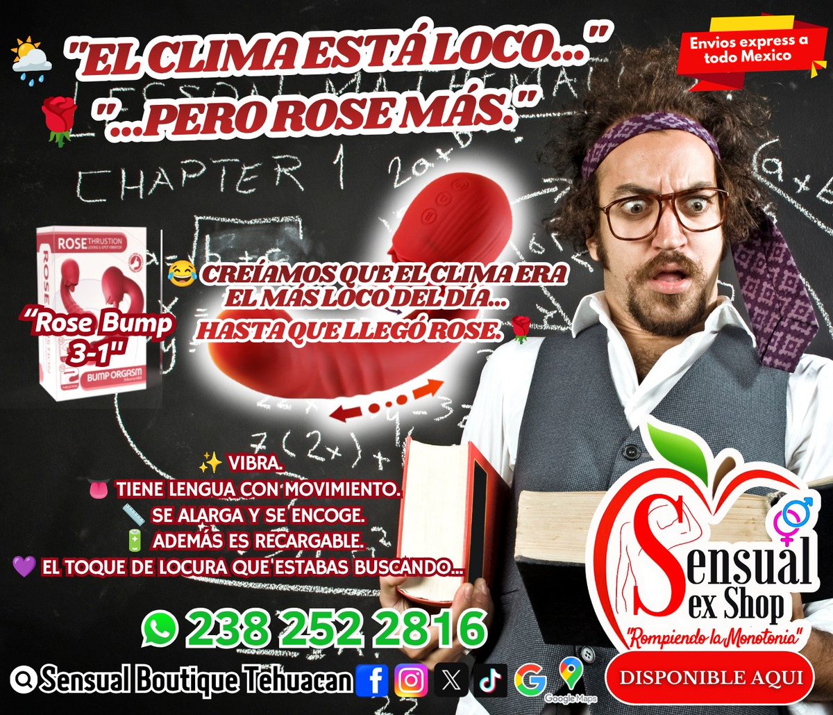 SensualTehuacan's tweet photo. 🌦️ ¿Qué le pasa al clima? 🤯
😵💫 ¡Qué días tan locos!
🌹 Pero... Rose está más loco todavía.
✨ Vibra.
👅 Tiene lengua c/movimiento.
📏 Se alarga y se encoge.
🔋 Es recargable.
#Tehuacan #climaloco #amorpropio #BienestarIntimo #saludintima #MiSecreto https://t.co/ggNaeeYXSK