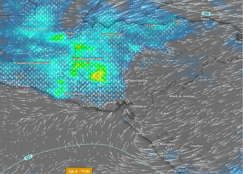 hidromet's tweet photo. Polvo+Chorro de Bajo Nivel, rodean y acompañan la  nueva Onda Trop, la cual cruzará entre el 9 al 10 de agosto, por lo que se presentarán tormentas aisladas !!! mientras llega la Onda las lluvias estarán reducidas !!! https://t.co/bDqNdJIOxs