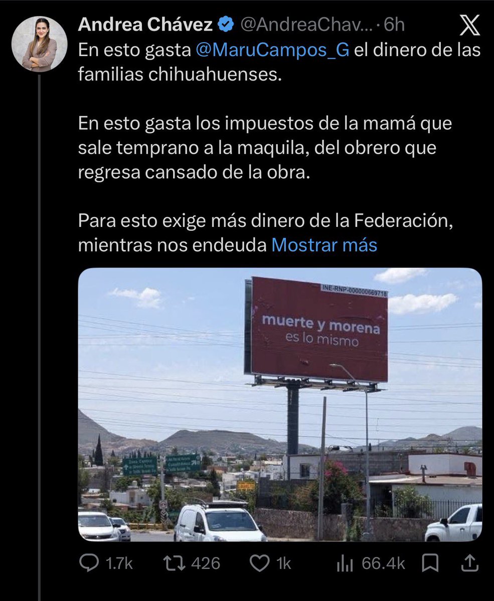 enriquemunozFM's tweet photo. Pero hay algo todavía más divertido.

Morena quiere que el mensaje deje de verse y @AndreaChavezTre ayudó a enseñárselo a decenas de miles de personas en X.

El espectacular estaba en una avenida.

Andrea decidió ponerlo directamente en los celulares.

Excelente estrategia para combatir su difusión.