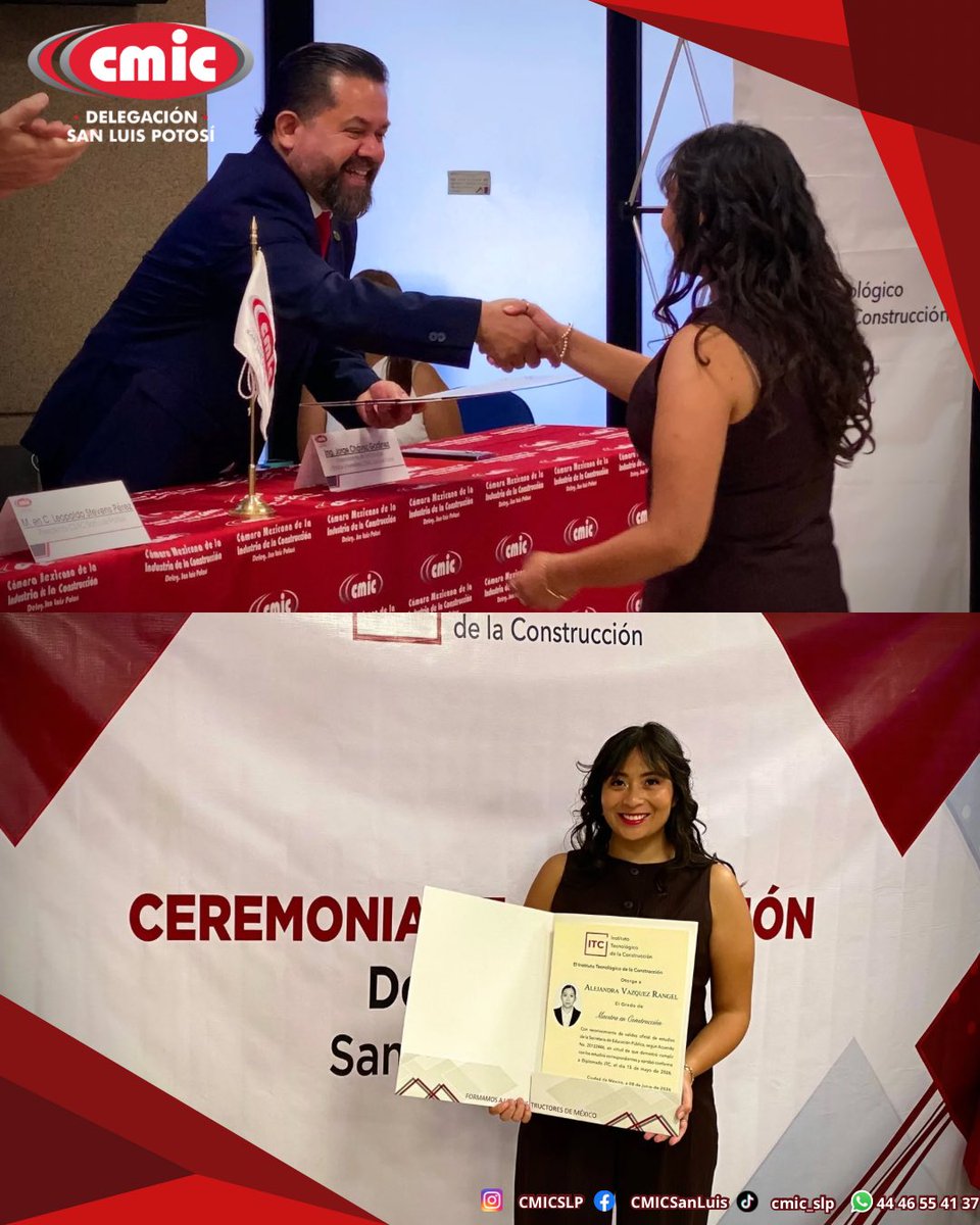 SLPCMIC's tweet photo. aprendizaje y grandes contribuciones para la industria de la construcción. ¡Enhorabuena! 🎓👏
#ITC #CMICNacional #Maestríasslp #EstudiantesDeIngeniería #UTAN #Tecmilenio #UVM #ULA #UASLP #UPSLP #UTSLP #ITSLP #CICSLP #CASLP #NotiCmic #Cmicslp #AlianzaEmpresarial #IPAC #CANACO https://t.co/wLBDQjL79C