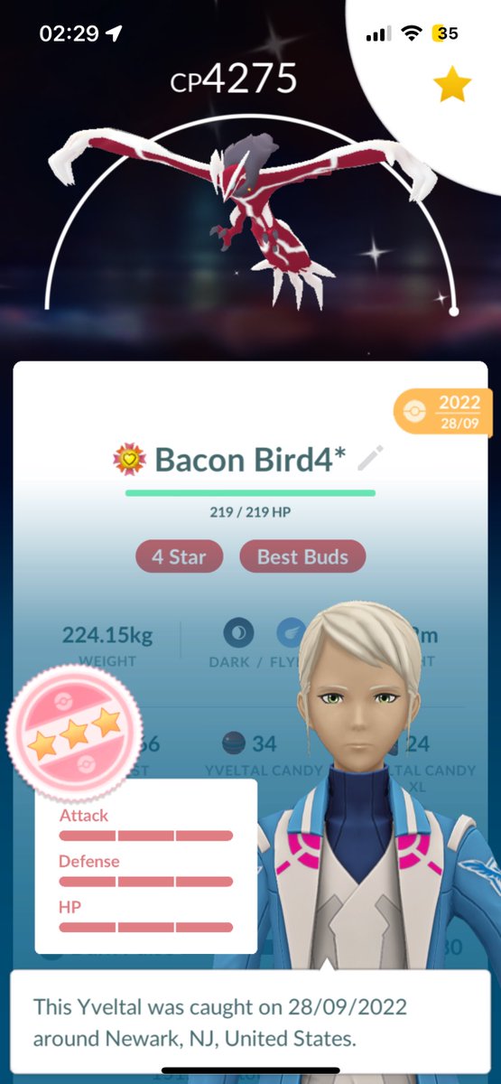 ZookPogo's tweet photo. @JoBluntyPG Love chicken! Here's my baby birb I managed to max out last year https://t.co/ar0lq3UuHL