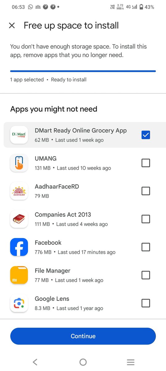Jitendr37502078's tweet photo. #RailOne app was not getting updated despite trying it multiple times and despite deleting multiple usefull apps.Then I uninstalled nd then tried to install,still it asked to delete files and I again uninstalled some apps as required,but now its not installing
@WesternRly https://t.co/uoTYsFGrDB
