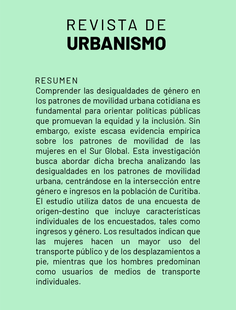 rdeurbanismo's tweet photo. Te invitamos a leer "Un análisis interseccional de las desigualdades de género y de nivel de ingresos en los patrones de movilidad urbana de Curitiba".

@mundofau_uchile

@urbanismofau

#Revistadeurbanismo #Urbanismo #UchileFau https://t.co/0DIM6BN1PK