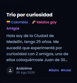 relatos_gay_cl's tweet photo. 𝗥𝗘𝗟𝗔𝗧𝗢: Trío por curiosidad 🍆🔥

𝗥𝗘𝗟𝗔𝗧𝗢 𝗖𝗢𝗠𝗣𝗟𝗘𝗧𝗢: https://t.co/mMa61XsuBa https://t.co/wO3LKbMH37