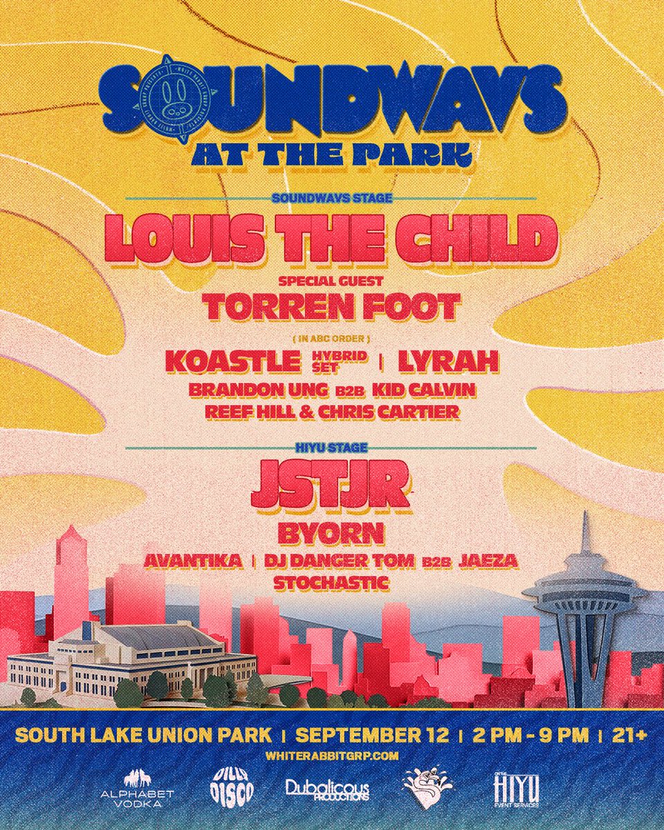 WhiteRabbitGrp's tweet photo. The Park is calling 🌆⛴️🌊

Lock in Tier 1 pricing before prices increase this Sunday, August 9 at midnight.

September 12 • South Lake Union Park @LouisTheChild , @JSTJR , @torrenfoot , @koastle , @lyrah + more!

🎟️ https://t.co/jxRGj1afQK https://t.co/N5o8zjysoy