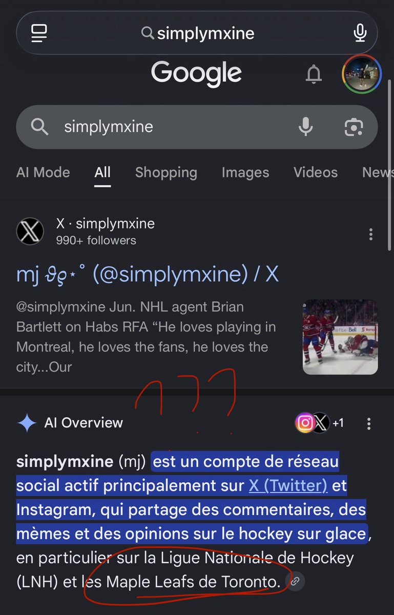 simplymxine's tweet photo. google ai says i’m a stan account of WHAT TEAM???? https://t.co/oZCdtzv7GQ