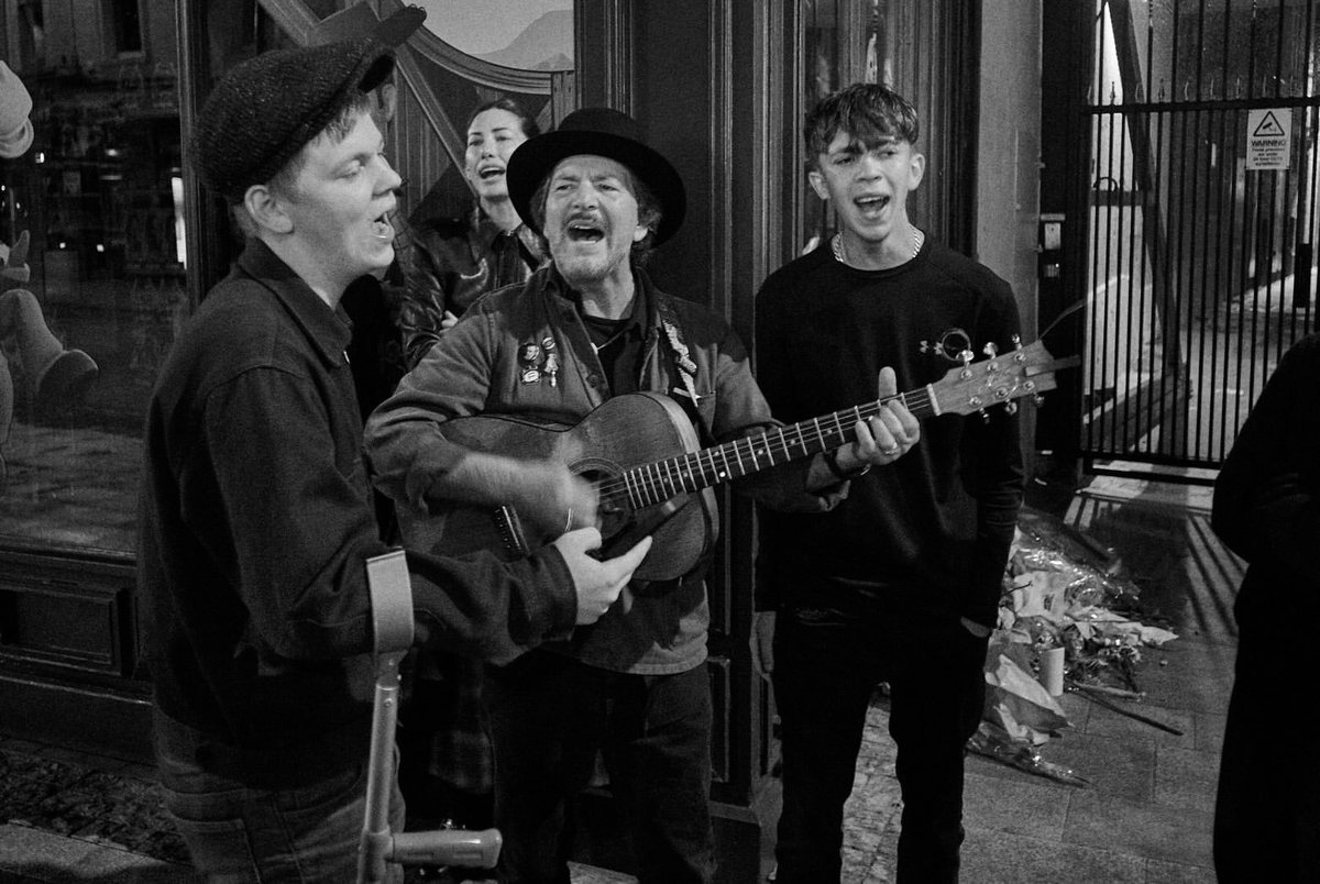 Danny_Clinch's tweet photo. Busking in Glens usual spot with some of his friends after his service is just what he would've wanted . So we did . It was beautiful . 
@Glen_Hansard @eddievedder https://t.co/ZVLdROqFTl