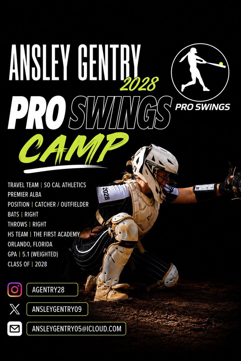 AnsleyGentry09's tweet photo. Can’t wait to be @ProSwings_ camp for the next three days @LDNBryant @DiamondAddicts @PrepSoftball @ExtraInningSB @D1Softball https://t.co/LpGNQyg2cX