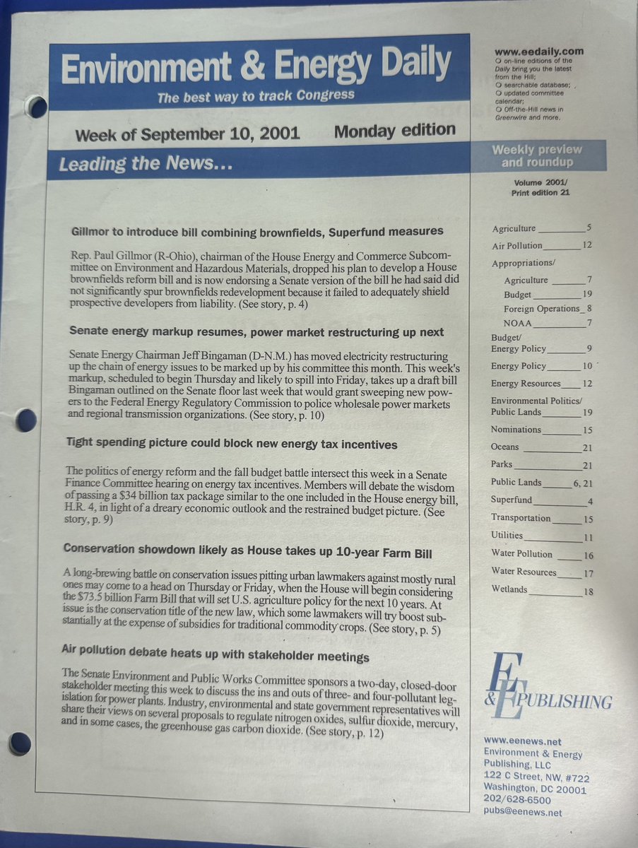 dsamuelsohn's tweet photo. Politico turns the light out on E&amp;E Daily tomorrow - one in a series of finale episodes. Here's the E&amp;E Daily *The best way to track Congress* setting the table one day before 9/11. https://t.co/TNaIJJ1ozL