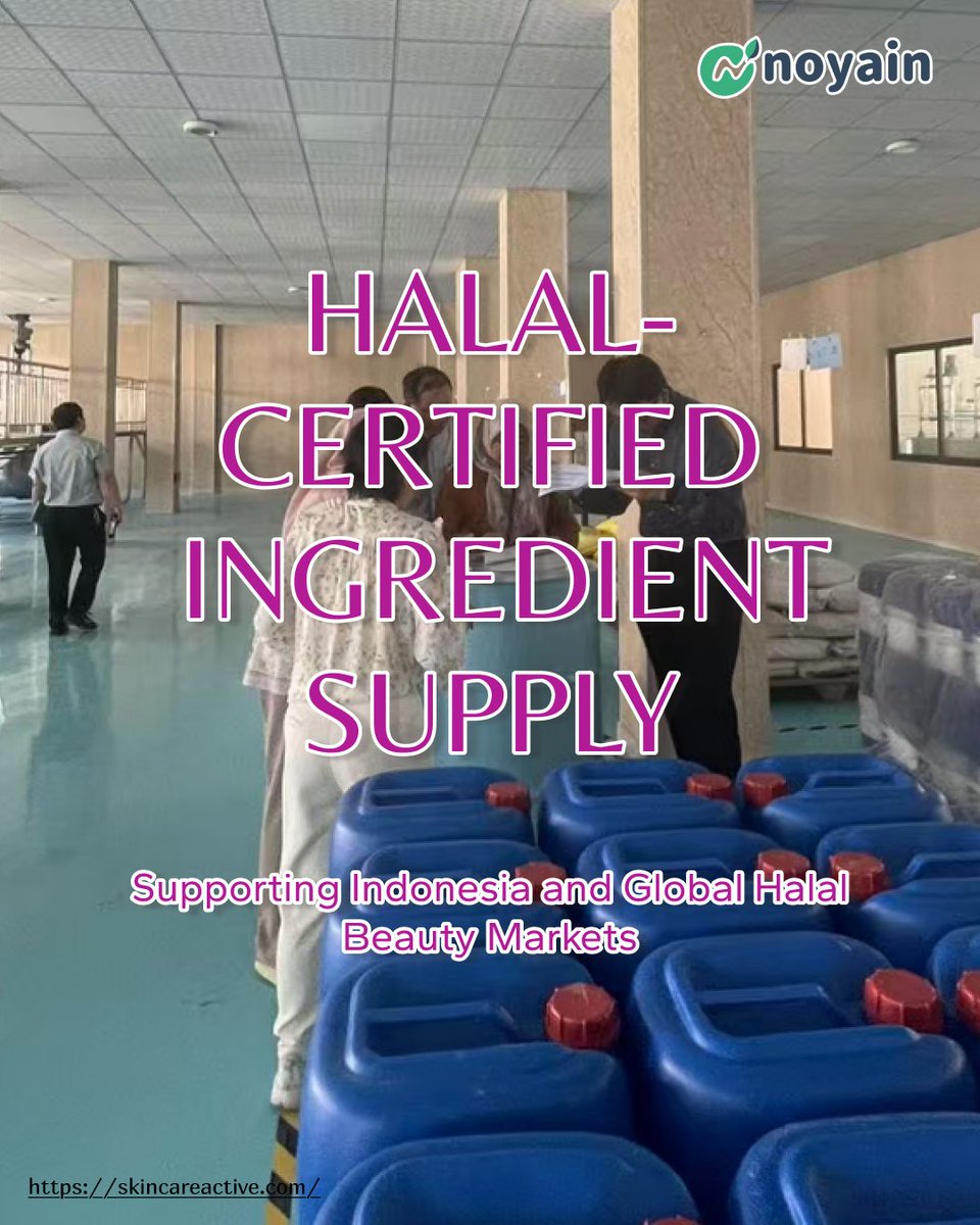noyainbio's tweet photo. Noyain has officially received BPJPH Halal certification for selected cosmetic ingredients following a comprehensive on-site manufacturing audit.
🏅Certified products include VC-IP, Tranexamic Acid, Copper Tripeptide-1 and Hydrolyzed Sponge.

#HalalCertified #CosmeticIngredients https://t.co/CZh1QtJYg7