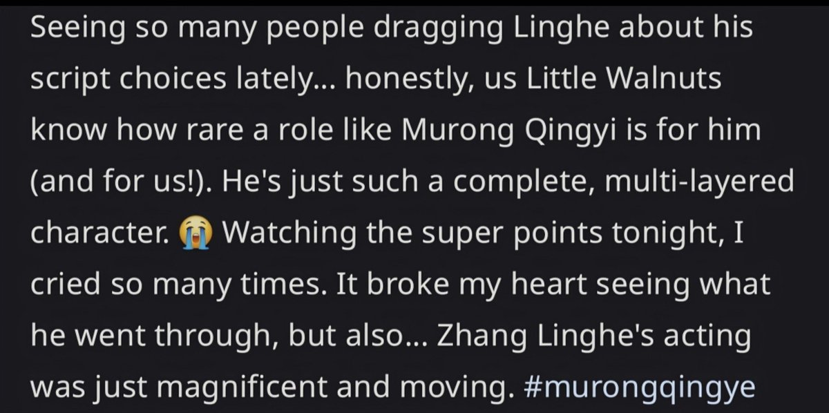 everydayzlh's tweet photo. "this drama tarnish zhang linghe's reputation"
"I am zlh fans but I will not watch it" (then turns out just find him earlier this year)

I was really mad when I see people who even claim as his fans said something like this.

overdo is not perfect but there were no black hot search attacking his acting or him personally during its airing period. the critics regarding production was also pointed to the crew right away.

objectively saying, this drama actually helps him to erase the bad images created from black drafts he got from previous drama where he is the only one being blamed for the criticism that were even actually more right to be pointed to the crew.

after overdo finished, I saw lots of casual viewers on xhs praising his acting and I'm so happy to see him getting recognized like this. 

overdo also filtered the fomo fans and I'm glad because I don't want people to only see him as "good looking" actor, or focusing much to his visual. I wish people to see more of his "actor" side and through this drama, he is clearly showing that he is heading towards to that direction.