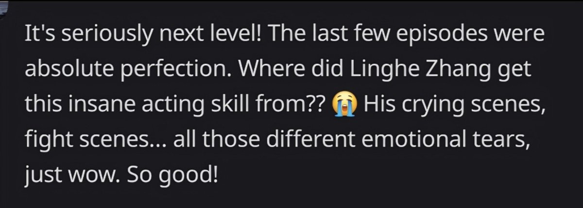 everydayzlh's tweet photo. "this drama tarnish zhang linghe's reputation"
"I am zlh fans but I will not watch it" (then turns out just find him earlier this year)

I was really mad when I see people who even claim as his fans said something like this.

overdo is not perfect but there were no black hot search attacking his acting or him personally during its airing period. the critics regarding production was also pointed to the crew right away.

objectively saying, this drama actually helps him to erase the bad images created from black drafts he got from previous drama where he is the only one being blamed for the criticism that were even actually more right to be pointed to the crew.

after overdo finished, I saw lots of casual viewers on xhs praising his acting and I'm so happy to see him getting recognized like this. 

overdo also filtered the fomo fans and I'm glad because I don't want people to only see him as "good looking" actor, or focusing much to his visual. I wish people to see more of his "actor" side and through this drama, he is clearly showing that he is heading towards to that direction.