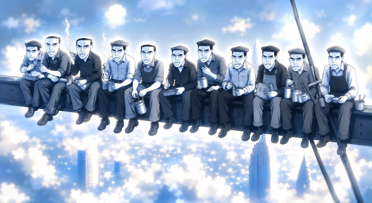 theCartoonisttt's tweet photo. Lunch atop a skyscraper with $Chud https://t.co/eMKra4FRnN