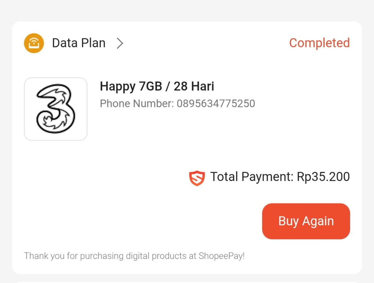 threeofcoups's tweet photo. @ShopeeID @3CareIndonesia kak ini saya blm selesai ngetik pin tbtb payment dan ada error pas pembayaran kenapa complete ya? 

kalo misal sebelumnya udah isi paket tp ga sengaja kek gini masa paketnya keganti??? siapa yg tanggung jawab aneh https://t.co/UkhIEru0nL