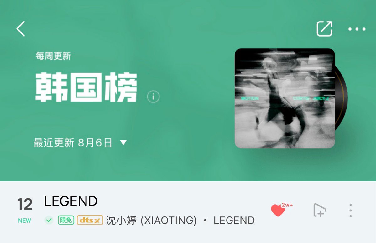 MoonRiver_TING's tweet photo. 🇨🇳QQ Music Chart

#LEGEND
🆕Korea Chart #12

#XIAOTING  #샤오팅 #沈小婷 #シャオティン #Kep1er #케플러 https://t.co/MNaEW5PYQr