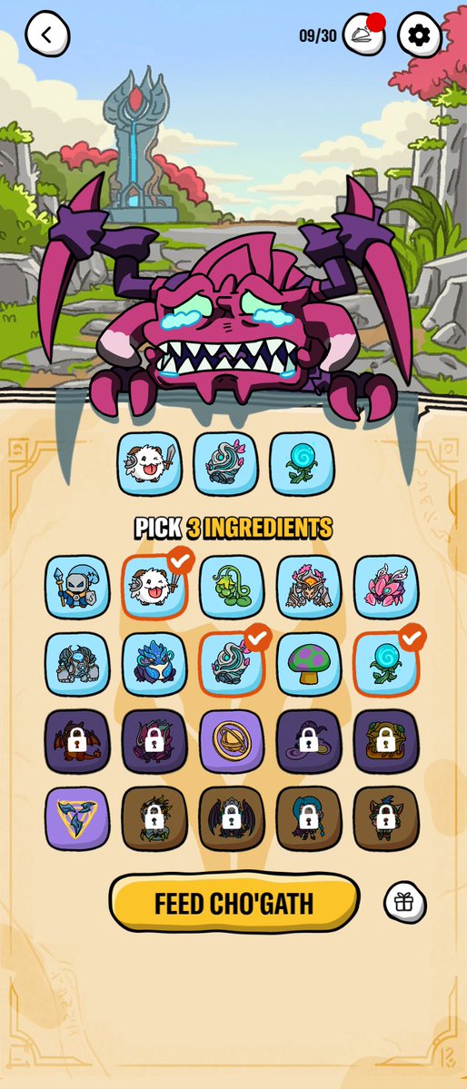 JumaraloHexCore's tweet photo. Cho "Mukbang King" Gath Minigame - League fo Legends: Wild Rift

There are rewards for completing the minigame, although some ingredients are obtained by inviting friends.

https://t.co/O9cU4sHdZ9 https://t.co/7Qs552GLMN