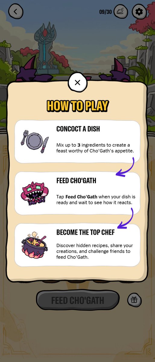 JumaraloHexCore's tweet photo. Cho "Mukbang King" Gath Minigame - League fo Legends: Wild Rift

There are rewards for completing the minigame, although some ingredients are obtained by inviting friends.

https://t.co/O9cU4sHdZ9 https://t.co/7Qs552GLMN