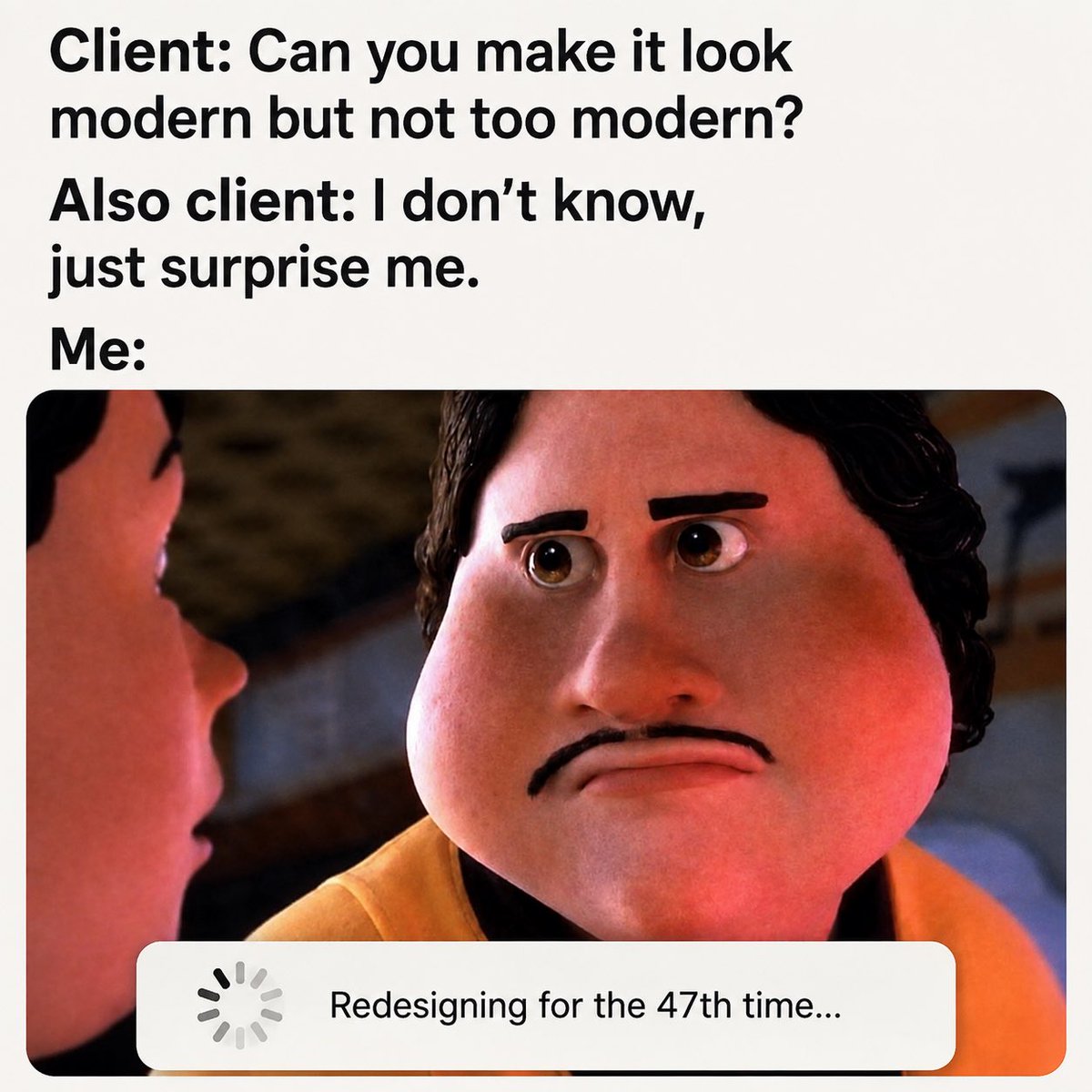 favormandy's tweet photo. Every designer has had this conversation at least once. 😂 https://t.co/9t4dNAGGrU