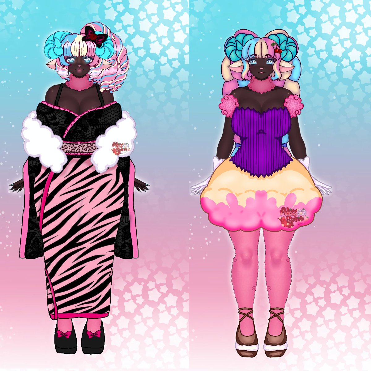 AlexsaSpina's tweet photo. 🐏Duas roupinhas para nossa querida tia pompom , 🩷gyaru kimono e 🧁outro bem docinha , um cupcake e marchimelos coloridos 🌈
#BarbiePom https://t.co/hIde8c329D