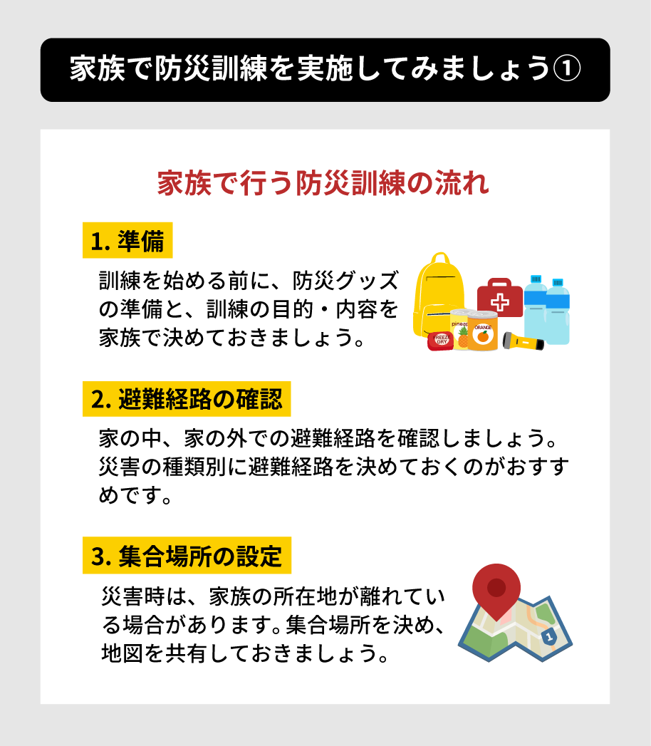 xzero_kentem's tweet photo. お盆休みの予定に、防災訓練を1つ加えてみませんか？

避難経路の確認🏠
集合場所の共有📍
実際に避難所まで歩いてみる🚶🚶‍♂️

家族で一緒に行うことで、災害時の行動を具体的にイメージしやすくなります。
家族みんなで「わが家の備え」を見直してみましょう！ #防災