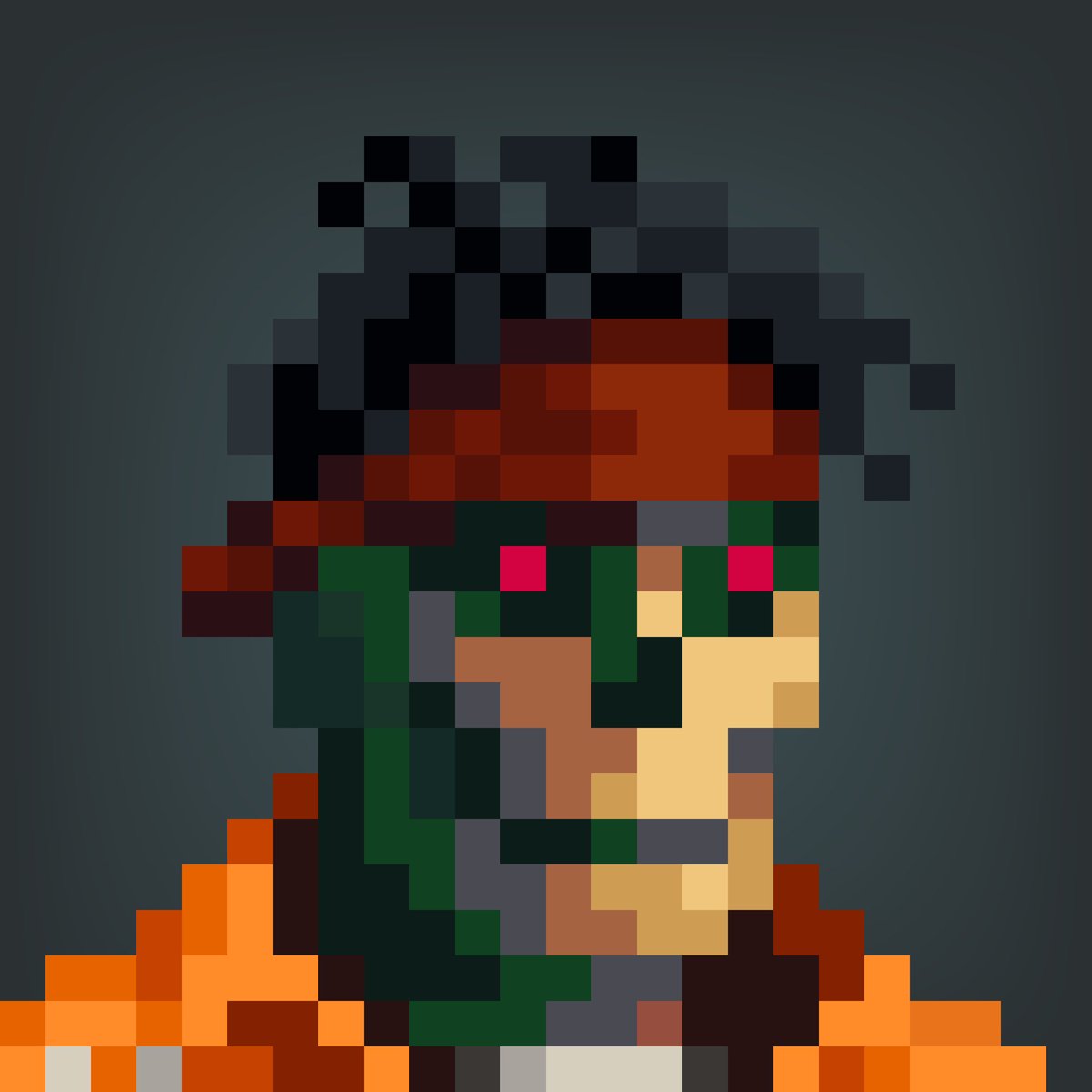 GU3589's tweet photo. Crimson Headband. 

The OG Collectors choice. Far Rarer than cousins Blue and Paisley, and way meaner.

Only 7 on midnight backgrounds exist in the world today. #GenuineUndead https://t.co/lAlzrduGzP