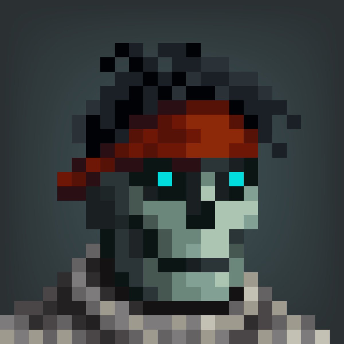 GU3589's tweet photo. Crimson Headband. 

The OG Collectors choice. Far Rarer than cousins Blue and Paisley, and way meaner.

Only 7 on midnight backgrounds exist in the world today. #GenuineUndead https://t.co/lAlzrduGzP
