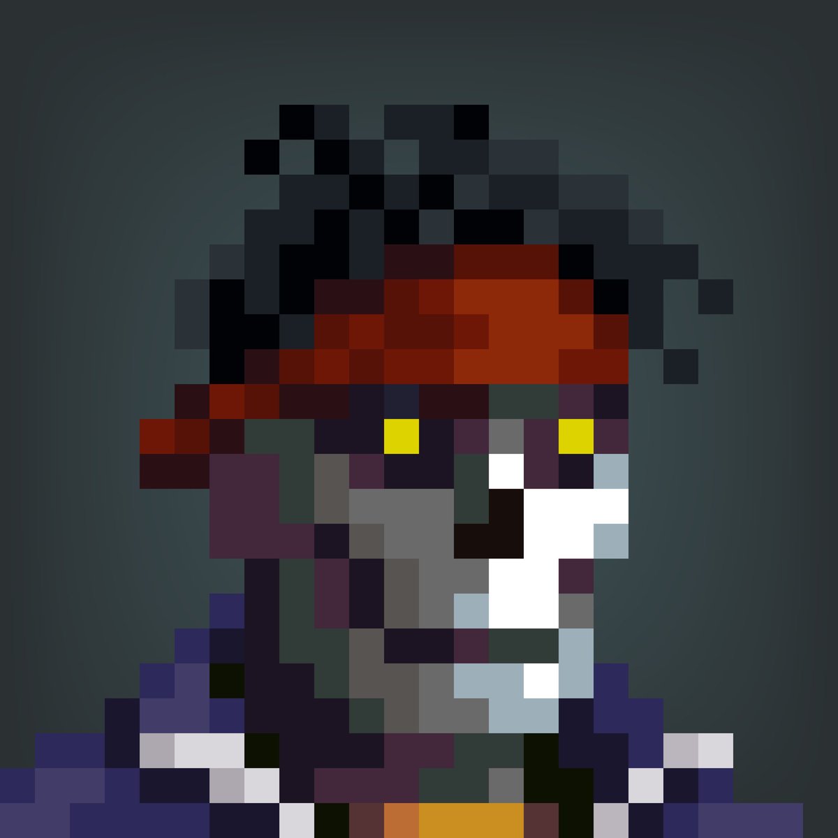 GU3589's tweet photo. Crimson Headband. 

The OG Collectors choice. Far Rarer than cousins Blue and Paisley, and way meaner.

Only 7 on midnight backgrounds exist in the world today. #GenuineUndead https://t.co/lAlzrduGzP
