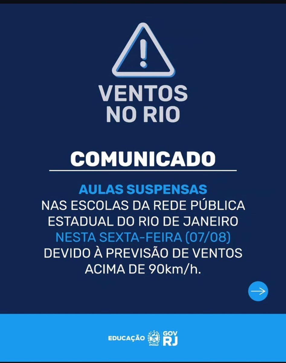 AlertaRio24Hrs_'s tweet photo. ⚠️📚 O governador em exercício Ricardo Couto de Castro também determinou a suspensão das aulas da rede estadual nesta sexta-feira (07), como medida preventiva diante das condições climáticas. https://t.co/40VhwyfDKS