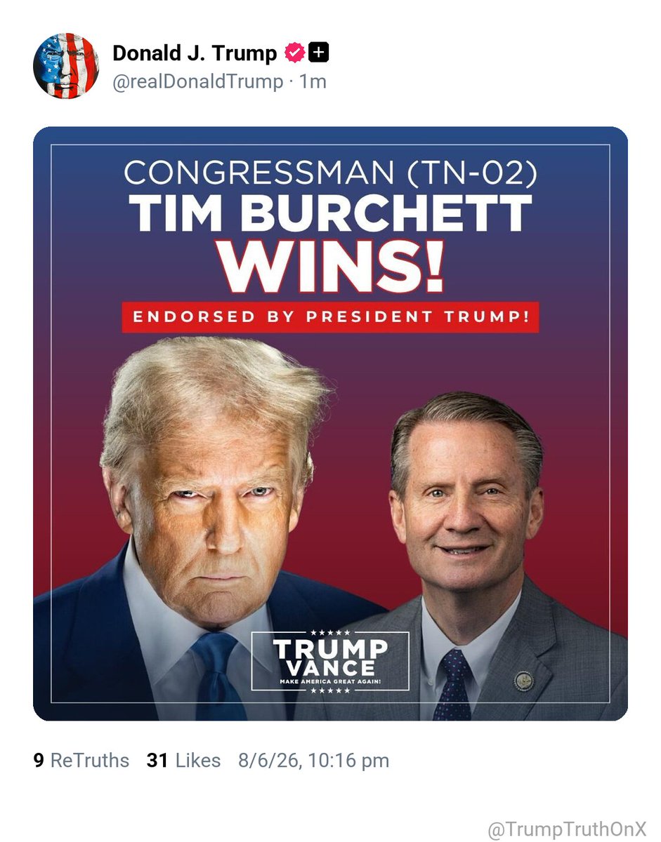 TrumpTruthOnX's tweet photo. New media post from Donald J. Trump

( TS: Aug 6 2026, 10:16 PM ET )​​​​​​​​‍‌​​​‌‌‌‌‍‌‍​​‍‌‌‌‌‍‌‌‍​‍​‌‌​​​‌​‌‌‌ https://t.co/0ZtlyB3WyK