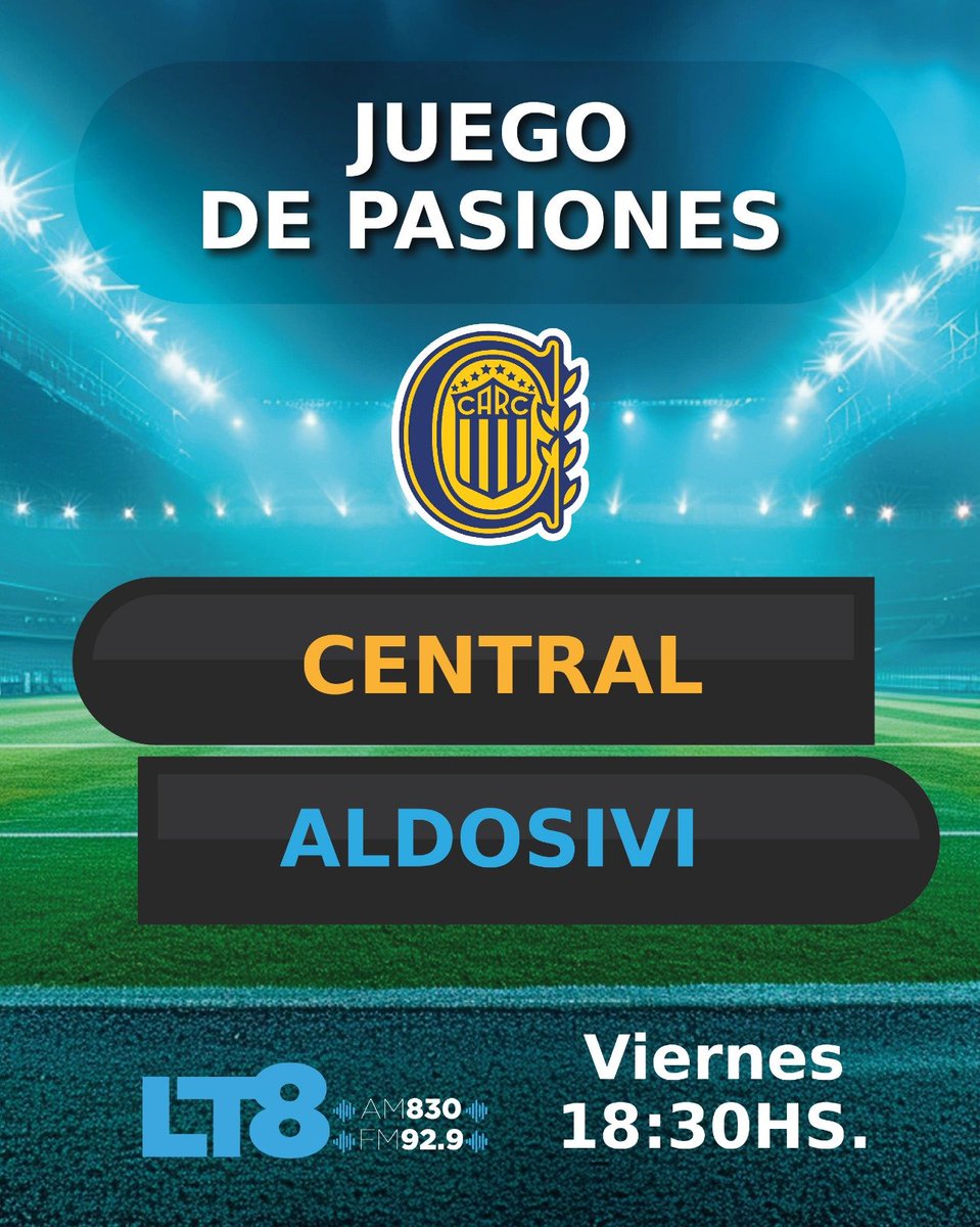 ByPabloDj's tweet photo. Viernes de fútbol: @RosarioCentral vs @clubaldosivi por @LT8am830 📻 https://t.co/O1v2VKrNrd
