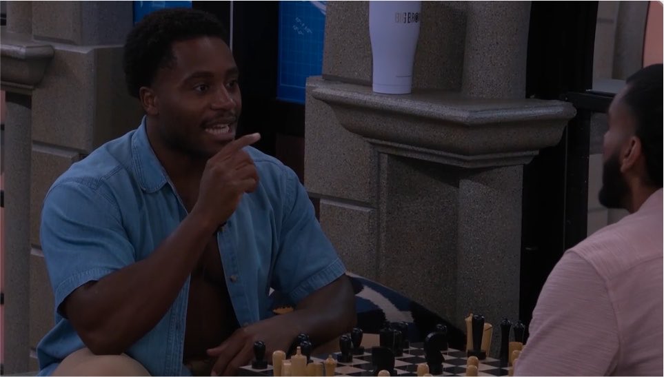 TheBigBroTea's tweet photo. Chuk and Yash are convinced Kamu is lying and was in on the vote flip and voted to evict Lyric. They agree Kamu is moving weird tonight #bb28 https://t.co/kpfAIPnMRX