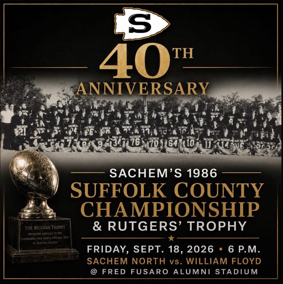sachemnorthFB's tweet photo. It's going to be a special night. Tell as many players and coaches from the 1986 team to come down as we recognize one of the most historic teams in program history.
We'll have more fun updates about this game, our home opener, as we progress this summer.
#LockTheGates https://t.co/z8Rsyf3gAc