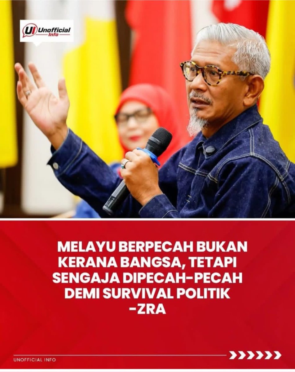 anne915782's tweet photo. SETUJU ATAU TIDAK? "Melayu berpecah bukan kerana bangsa, tetapi sengaja dipecah demi survival politik" - ZRA. Komen pendapat anda 👇`

 #PerpaduanMelayu #PolitikMalaysia #Bangsa #SurvivalPolitik #Malaysia #FikirBersama #KenyataanBerat #UnofficialInfo #Perpaduan` https://t.co/5hnEFfsqDB
