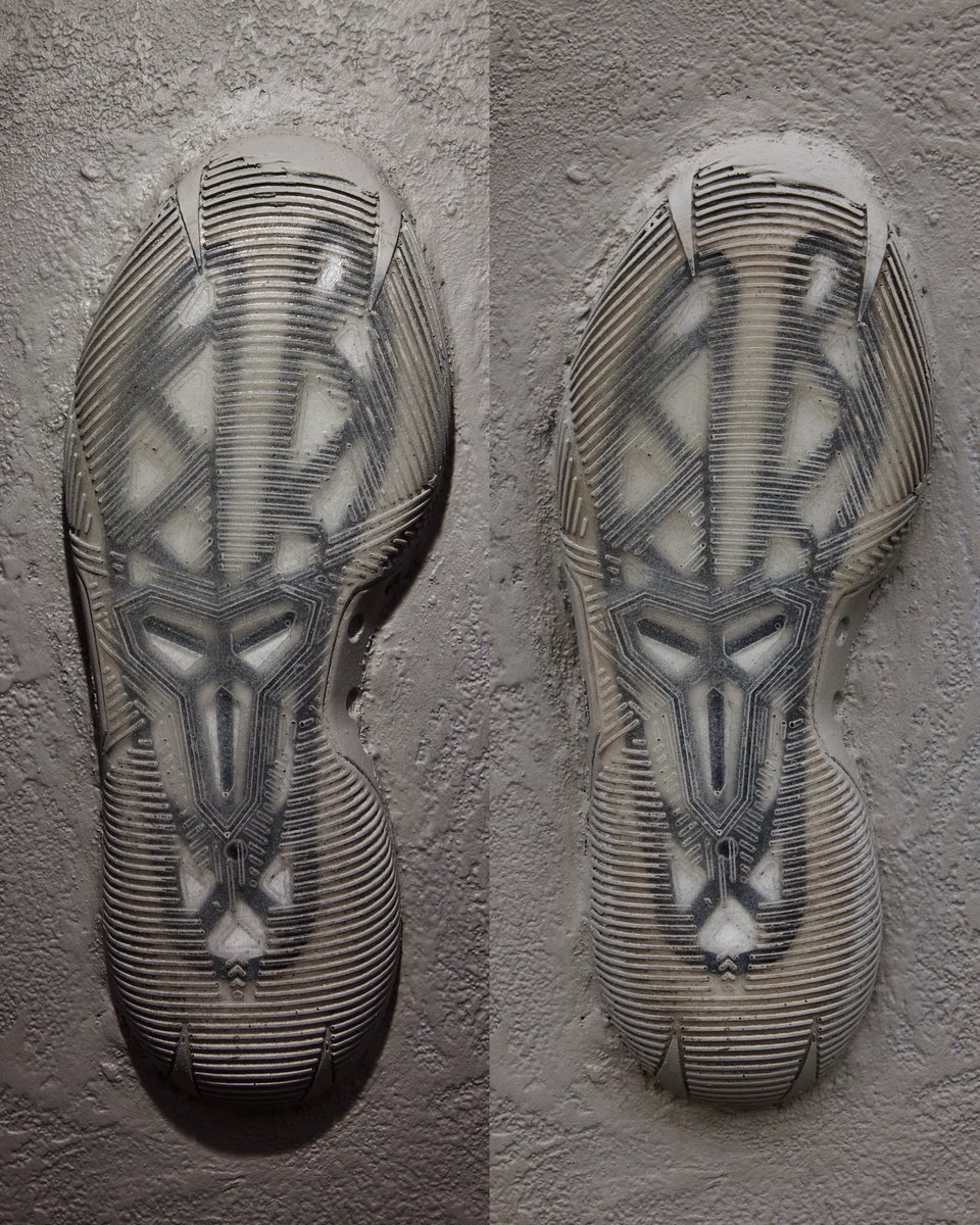 nicekicks's tweet photo. The new Nike Kobe sneaker was teased at this year’s Mamba Invitational as part of “Sole Obsession,” a mixed-media art piece celebrating the artistry of outsole design 🎨

The installation features 13 Kobe outsoles, spanning the Kobe 1-11 and Kobe AD, along with a prototype from a sneaker Kobe worked on prior to his passing.