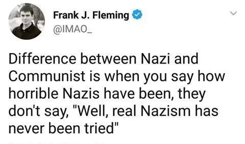 SRCHicks's tweet photo. Love it: the difference between National Socialists and Communists. https://t.co/Ixjfpxzx6p