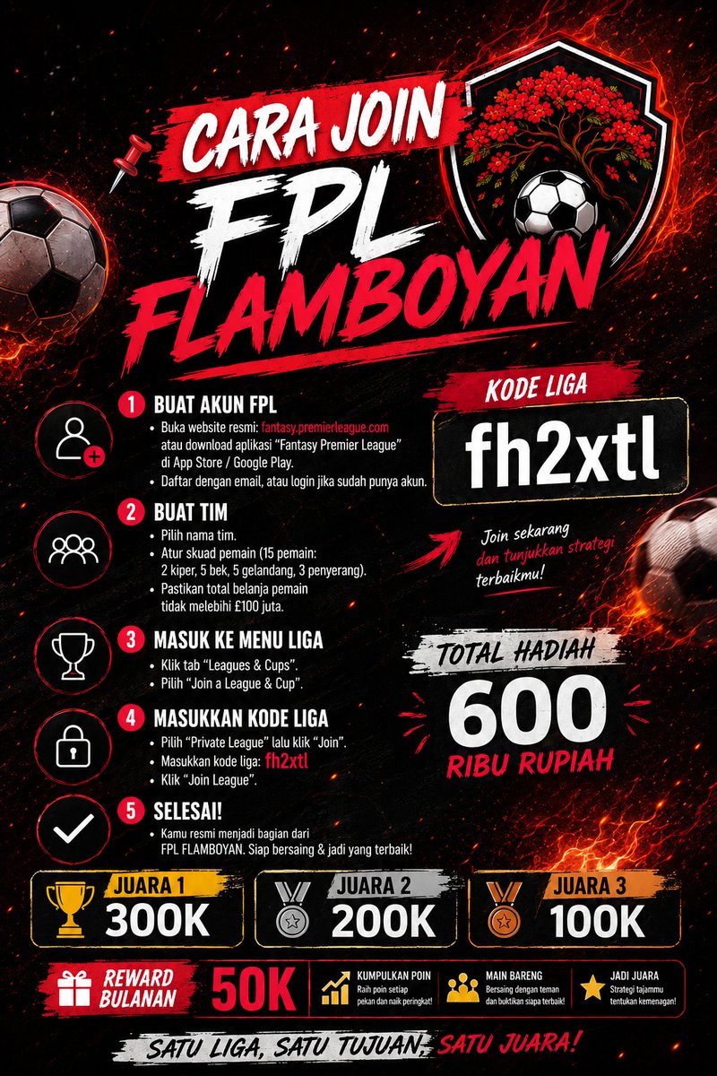 Flamboyan_Fpl's tweet photo. Selamat pagi all, semoga jumat nya menyenangkan, oiya yang blm bergabung di fpl kita silahkan gabung, gratis tanpa dipungut biaya dan banyak hadiah yg bisa kalian dapat.... berikut cara join fpl kita https://t.co/ARSnbsRNIq