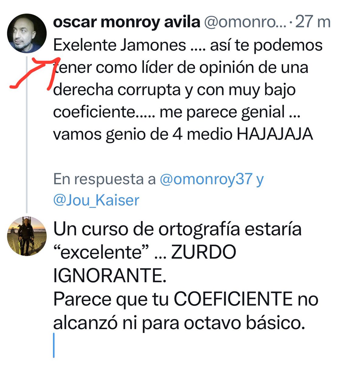 RorroLlanosC's tweet photo. @Jou_Kaiser @PNL_araucania Que grande @Jou_Kaiser este ZURDO IGNORANTE se quiso hacer el chistoso y ni siquiera sabe escribir. https://t.co/5kg9v3nlFO