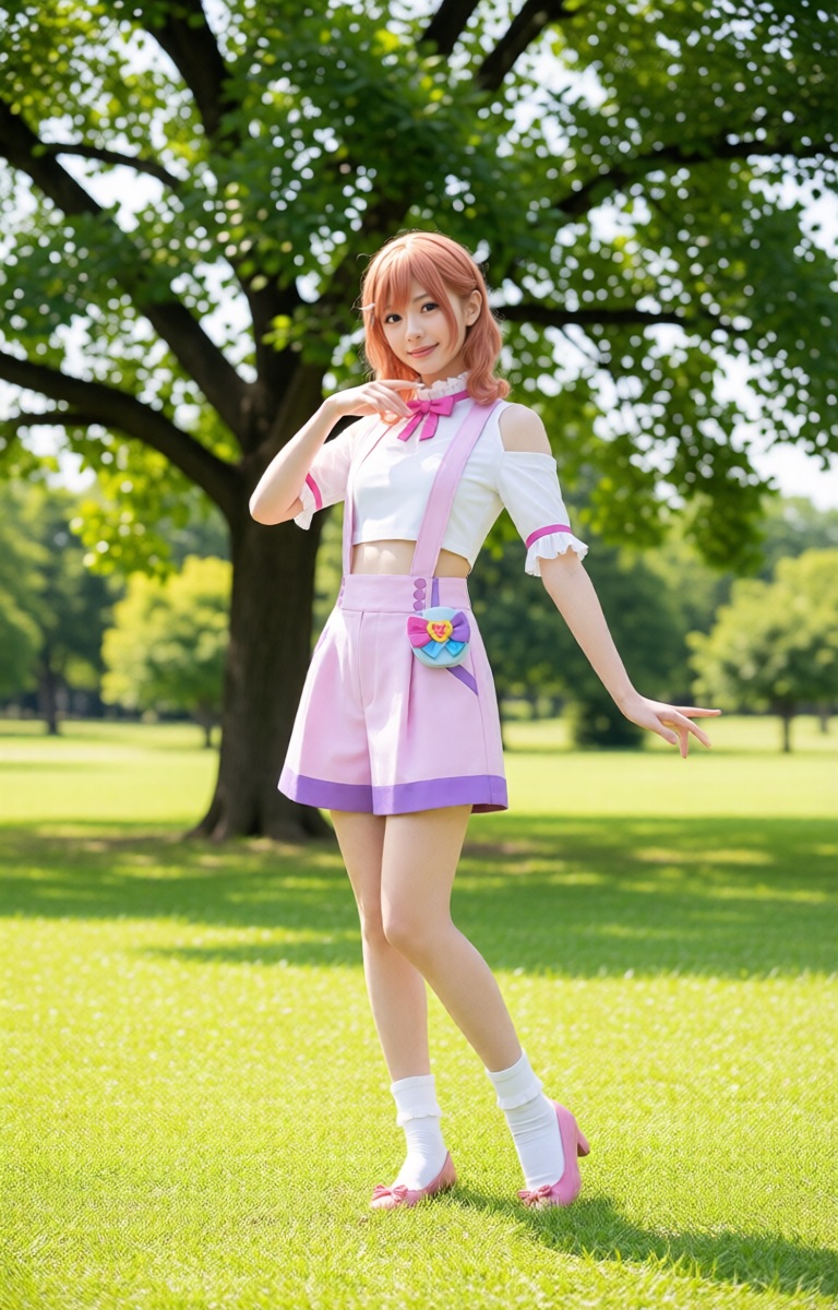 ai_douga_lab's tweet photo. 8/7 は、#わんぷり #キュアフレンディ の #犬飼いろは ちゃんの #誕生日
実際に居たら、結構攻めたデザインですよね♡
悟くんの自制心には尊敬しかない(?)

衣装自体���割と安定して出来るんですが、コンパクトケースが出たりでなかったり、、(^^;
#AIコスプレ #二次創作 https://t.co/JzxSuXXBFg
