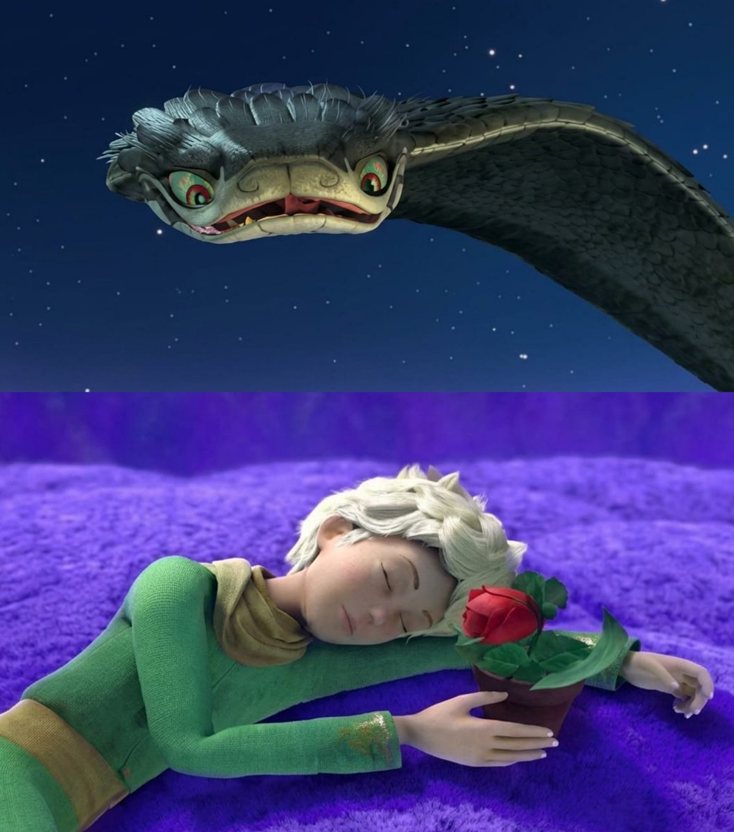 CartoonsOTMoon's tweet photo. Un dato animado hasta Beyond The Spider-Verse. Día 376:

La serie de El Principito tuvo un final distinto a cualquier adaptación:

En él, se revela que la cobra siempre estuvo enamorada de la rosa y en un último acto de amor, se sacrifica para que sea feliz con el Principito. https://t.co/bz2TXnzbat