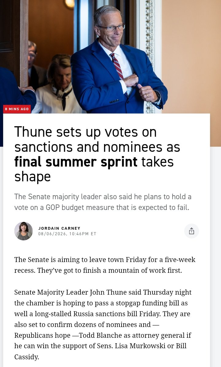 Xaif_Crypto's tweet photo. CLARITY ACT MISSES THE RECESS WINDOW 😤

🇺🇸 Thune confirms: NO vote on Clarity this month pushed to September when the Senate returns

Friday's floor time going to sanctions, nominees &amp; a funding bill instead. https://t.co/WZnxWSUkcz
