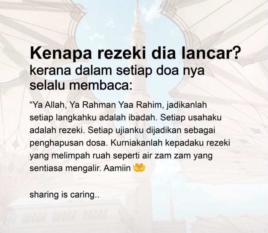 chocomoroll's tweet photo. " inna fatahna laka fatham mubina 9x "
-insyaAllah rezeki yg hadir seperti air zam2 yg mengalir tiada henti

" inna haza larizquna ma lahu min nafad "
-sesungguhnya ini adalah benar2 rezeki dari kami yg tiada habis-habisnya https://t.co/VbghqoClOl