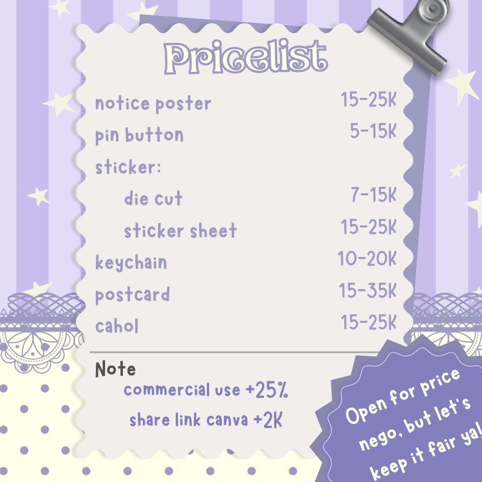 constellattee's tweet photo. [help like &amp; rt are appreciated]

haii @constellattee is open for comm!

i am offer for
freebies · poster · banner
feed ig · pamflet · lanyard · id card &amp; more!

start from 5k 💜
dm to order &amp; consult!
📋https://t.co/ZQvqKwU8WS

t. #opencommission #jasadesain #bealanjaㅤ https://t.co/6b7tazVXX6