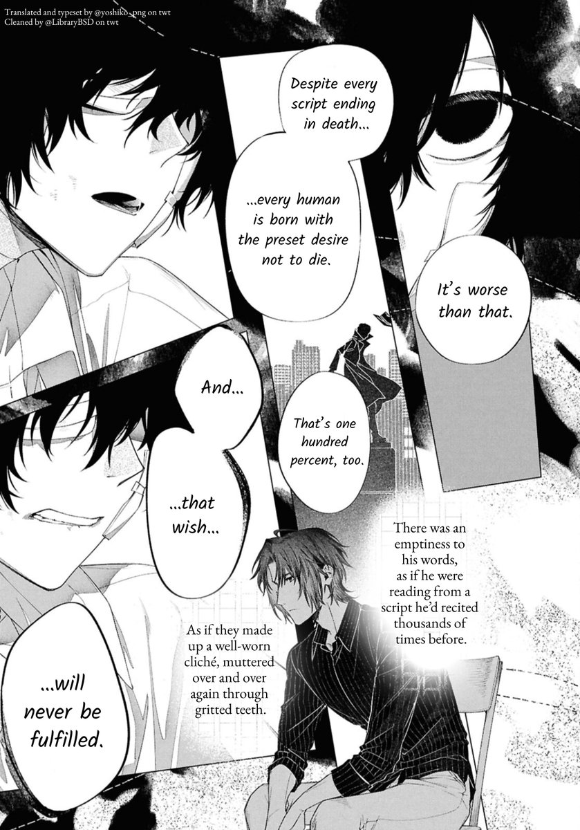 eu_gi_oh's tweet photo. oda doesnt engage nor debate w dazais "reasoning" bc he knows its useless to argue w suicidal ideation, so he responds in a way that doesnt dismiss dazai's reality, and that his suffering is real and valid, but he also gives him a chance to explain himself without judgement https://t.co/OLO9sjLkvy