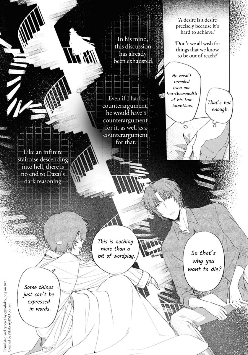 eu_gi_oh's tweet photo. oda doesnt engage nor debate w dazais "reasoning" bc he knows its useless to argue w suicidal ideation, so he responds in a way that doesnt dismiss dazai's reality, and that his suffering is real and valid, but he also gives him a chance to explain himself without judgement https://t.co/OLO9sjLkvy