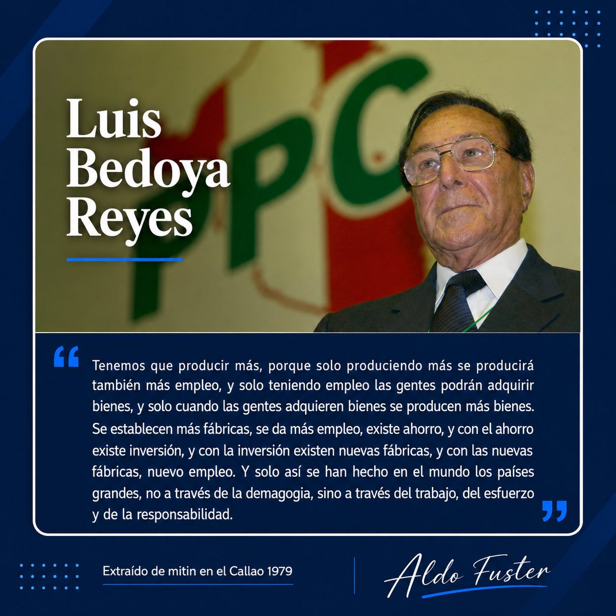afuster's tweet photo. Los políticos del siglo pasado que extrañamos en el siglo 21. 
El mensaje es potente, lo que hace 50 años era la fórmula para salir del subdesarrollo, hoy todavía se mantiene vigente. Sin inversión privada que genera empleo, no hay desarrollo. https://t.co/1dVGvlGMRB