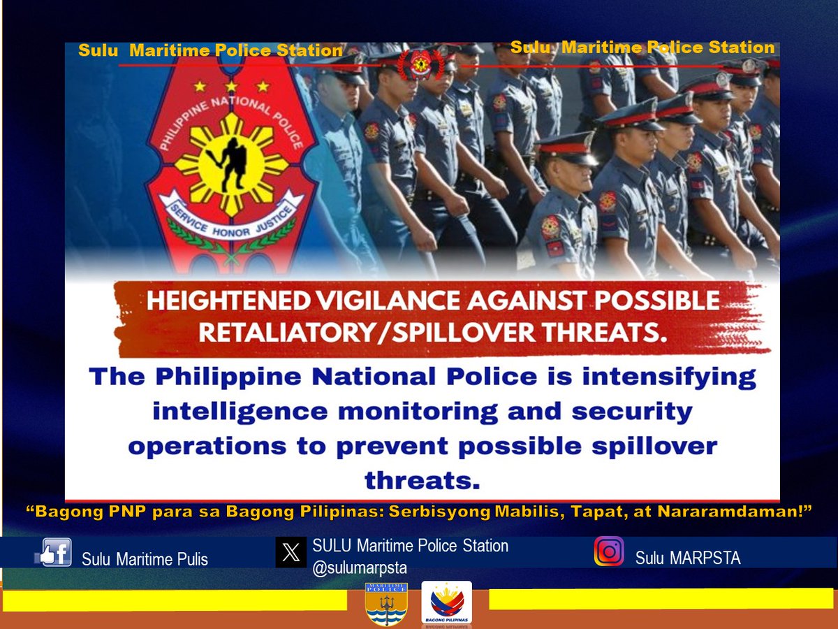 sulumarpsta's tweet photo. #BagongPNPparasaBagongPilipinasSerbisyongMabilisTapatatNararamdaman
#ByLandAndSeaWeOvercome
#ToServeandProtect https://t.co/vR3DhAdcbN