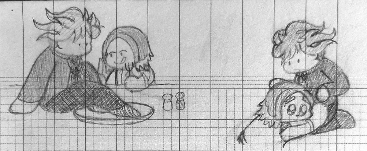 mauv3il's tweet photo. back then i liked to ship Unmei with Jouji's legs as a joke. before i knew it i got roped into the real thing

i made this back in january. clearly i did not figure out how to draw Jouji's weird hair yet lmao https://t.co/qRadoeyCW3